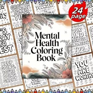 Mental Health Coloring Book with Floral Designs NEW